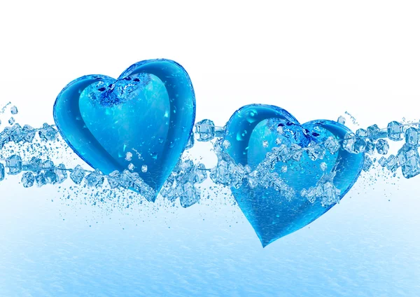 Zwei Herzen aus Wasser — Stockfoto