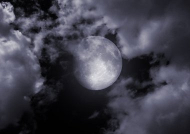 Full moon in clouds clipart