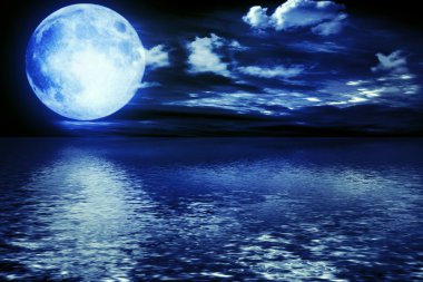 Full moon reflected in water clipart