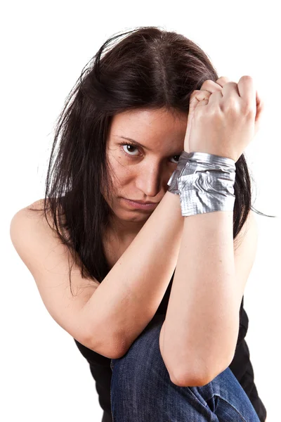 Kidnapped young woman — Stock Photo, Image