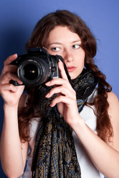 stock image Beautiful woman-photographer