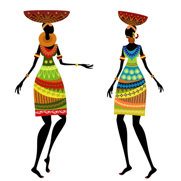 African women in traditional dress — Stock Vector © Oksana #9159809