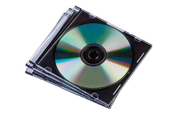 Pila de discos CD en una caja aislada . — Foto de Stock