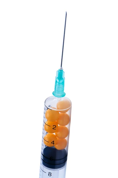 Syringe with pills isolate on white background. — Stock Photo, Image