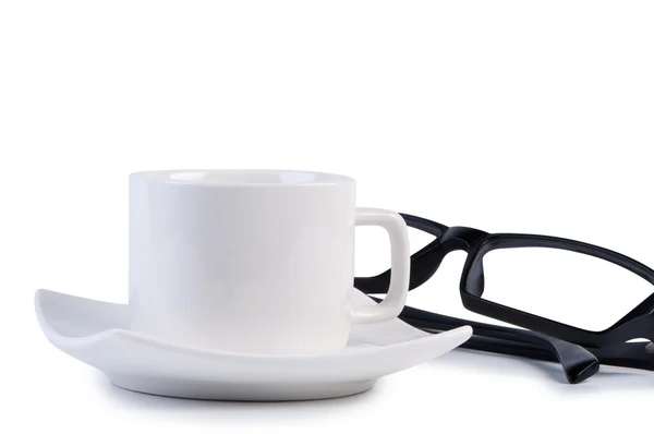 Brille und Kaffeetasse. — Stockfoto
