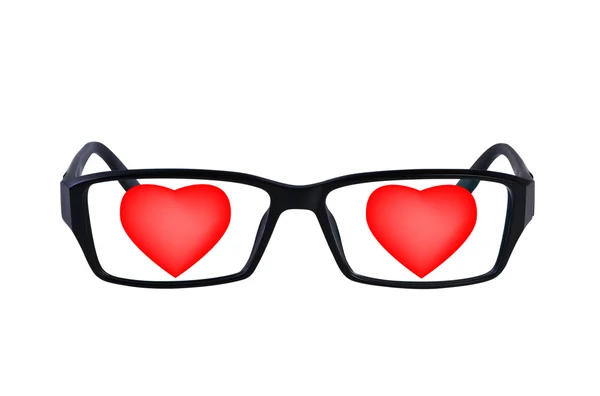 Óculos oculares com corações isolados . — Fotografia de Stock