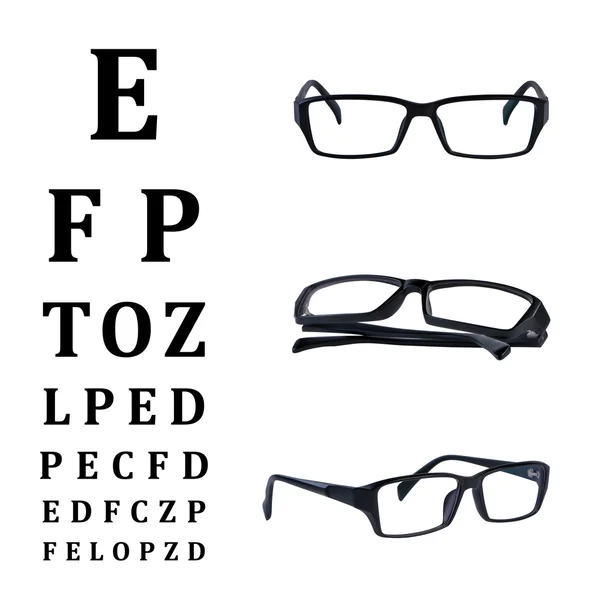 Eye glasses isolated with eye chart. — Stock Photo, Image