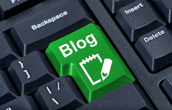 Botão verde com ícone blog, conceito de internet . — Fotografia de Stock