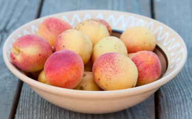 Apricots on plate.