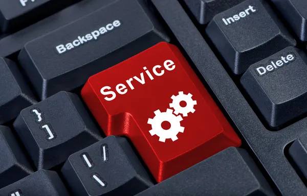 Rode knop internet dienstverleningsconcept. — Stockfoto