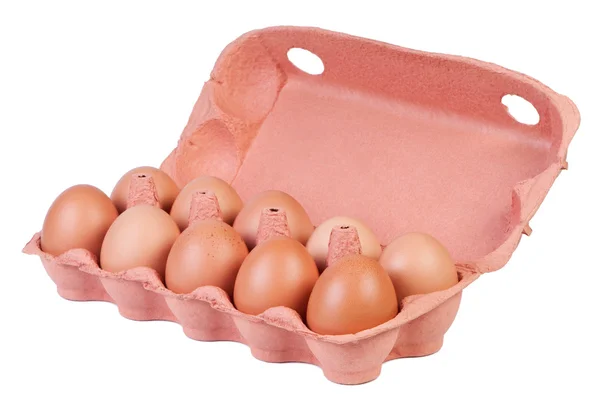 Huevos de pollo en caja de cartón . — Foto de Stock