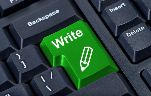 Botão escrever com lápis de ícone, conceito de internet . — Fotografia de Stock