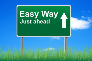 Easy way, concept road sign on sky background. clipart