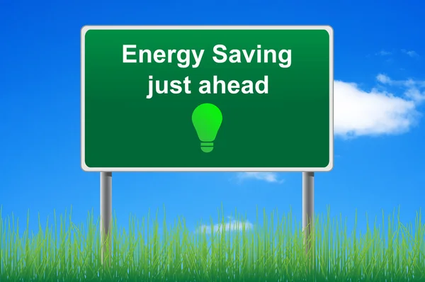 Energy saving, concept road sign on sky background. — Stock Photo, Image