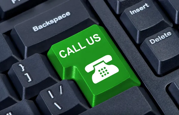 Button call us computer keyboard with phone icon. — Stock Photo, Image
