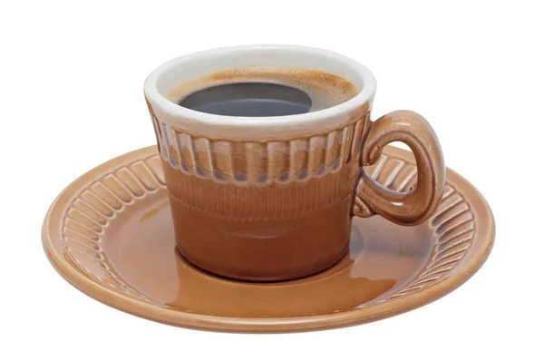 在被隔绝的飞碟上的杯子中的咖啡. — 图库照片