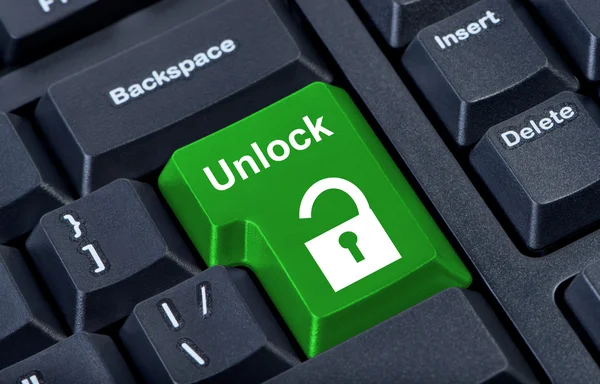 Button keypad unlock with padlock icon. — Stock Photo, Image