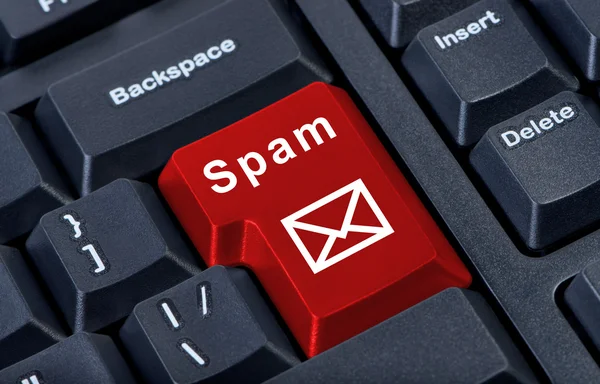 Spam πληκτρολόγιο κουμπί με το εικονίδιο φακέλου. — Φωτογραφία Αρχείου