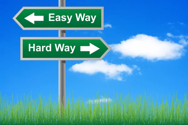 Easy way, hard way signpost with arrows. — 图库照片
