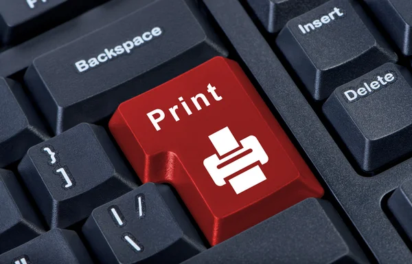 Stampa tastiera pulsante con icona della stampante . — Foto Stock