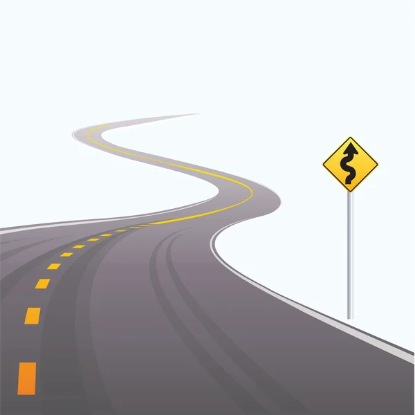 A estrada asfaltada partindo a distância.Ilustração vetorial — Vetor de Stock