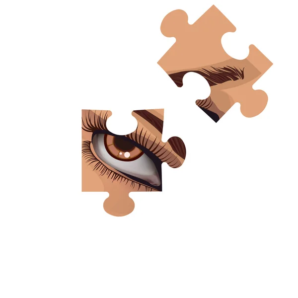 Puzzleteile mit einem menschlichen Auge. — Stockvektor
