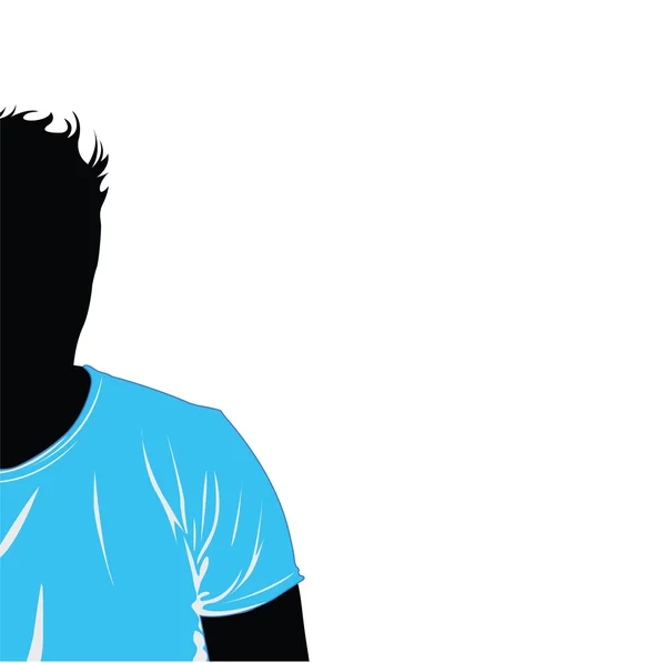 Черный силуэт человека в синей футболке. Векторные иллюстрации — стоковый вектор