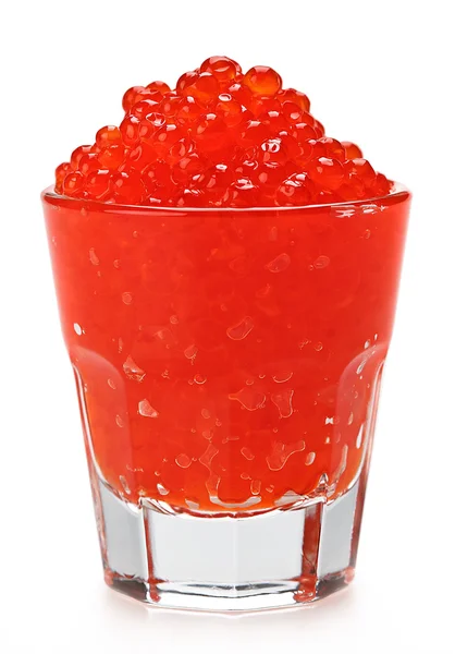 Röd lax kaviar i ett glas — Stockfoto