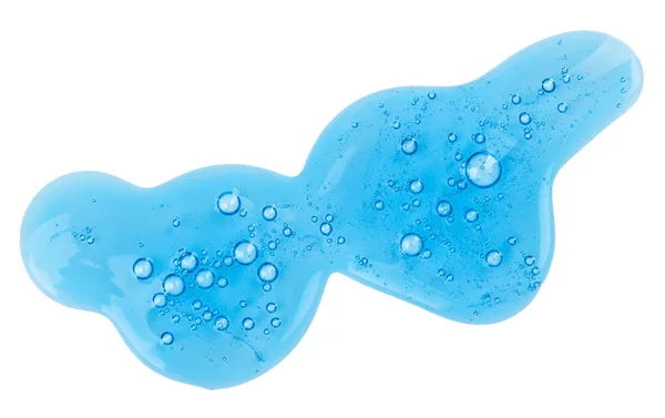 Amostra de gel de chuveiro azul, isolado em branco — Fotografia de Stock