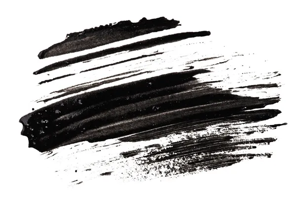 Μαύρη μάσκαρα, απομονώνονται σε λευκό μακροεντολή κτύπημα (δείγμα) — Φωτογραφία Αρχείου
