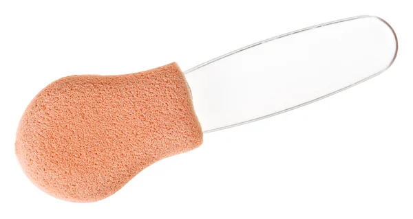 Maquiagem escova de esponja bege para fundação, isolada em branco — Fotografia de Stock
