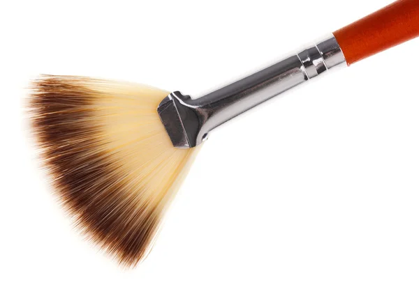 Punta de cepillo de maquillaje profesional, aislado en macro blanco —  Fotos de Stock