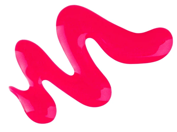 Różowy lakier do paznokci (Emalia) kropli próbek, na białym tle — Zdjęcie stockowe