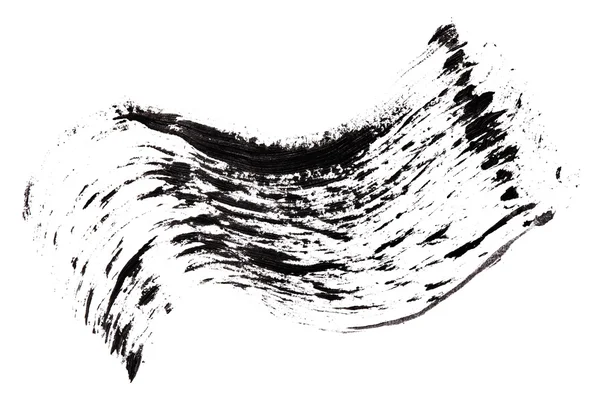 Μαύρη μάσκαρα, απομονώνονται σε λευκό μακροεντολή κτύπημα (δείγμα) — Φωτογραφία Αρχείου