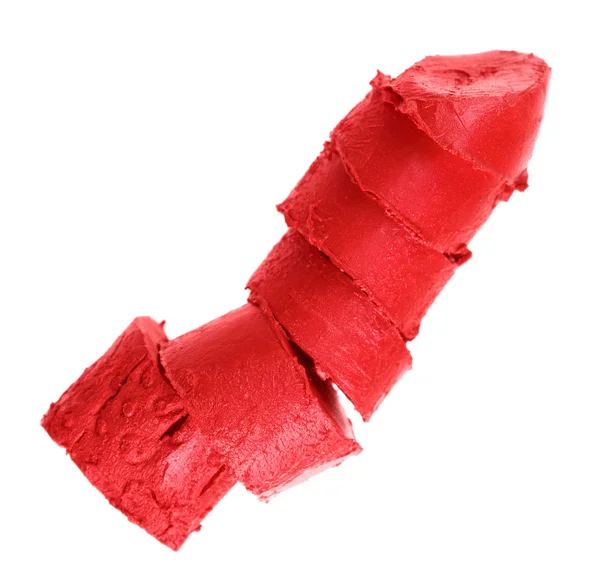 Crushed red lipstick sample, isolated on white — Stock Photo, Image