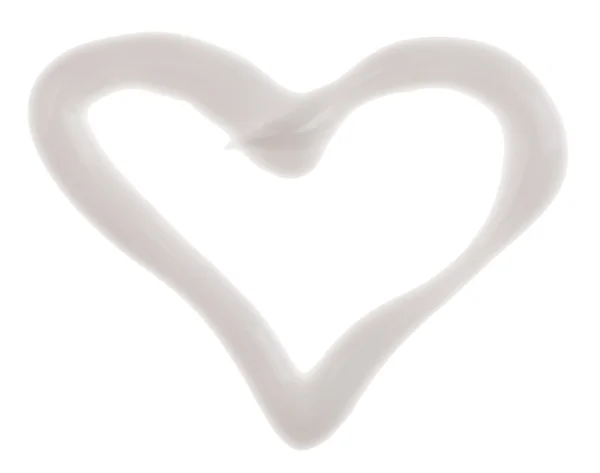Heart shaped moisturizer (cream) sample, isolated on white — Stock Photo, Image