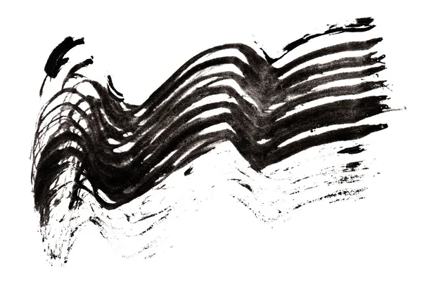 中风（样品）的黑色睫毛膏，被隔绝在白色的宏 — 图库照片