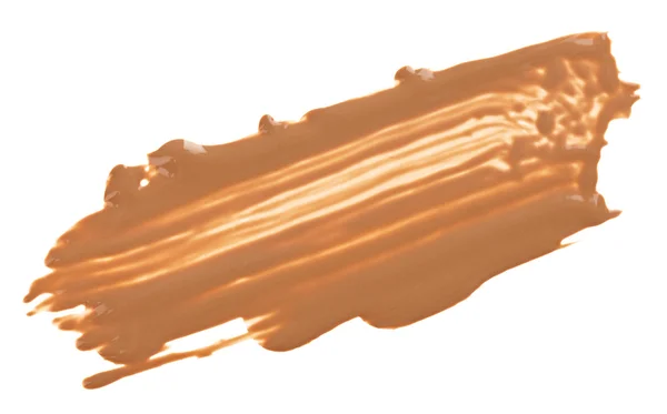 Amostras de maquiagem de creme de tom bege (fundação), isoladas em branco — Fotografia de Stock