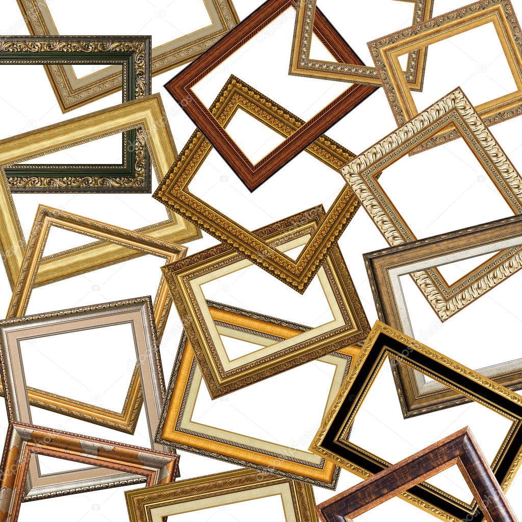 Set of gold picture frames
