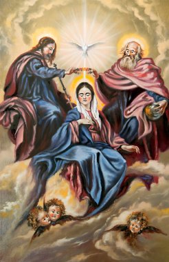 Sacred Trinity and the Mother of god clipart