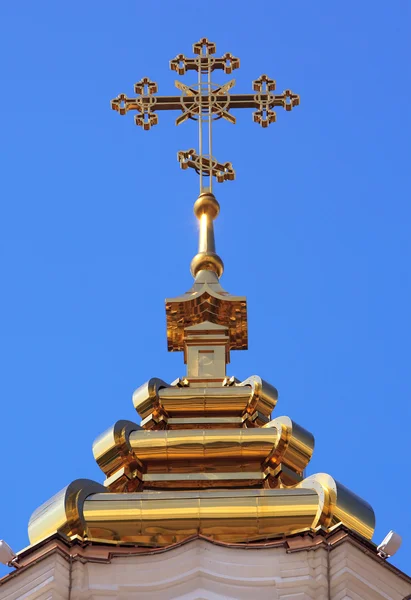 stock image Cross on a dome of orthodox Christian church