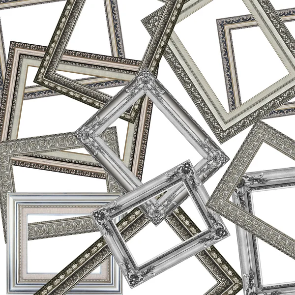 Set of silver picture frames — Stock Photo, Image