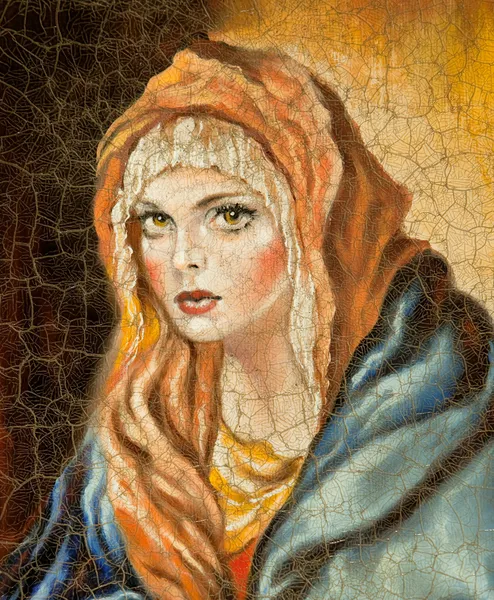 La Virgen dibujada por mí por el óleo sobre lienzo (fragmento ) — Foto de Stock