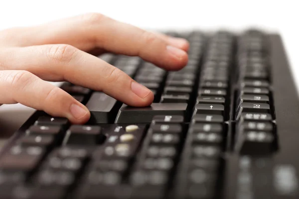 Hand typing computer keyboard — Stock Photo, Image