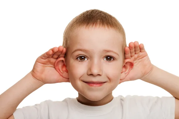 Dítě poslouchá — Stock fotografie