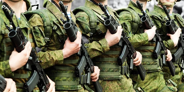 Military uniform soldier row — Stock Photo, Image