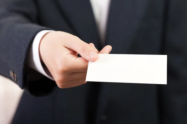 Blank card in businessmen hand — Stock Photo, Image
