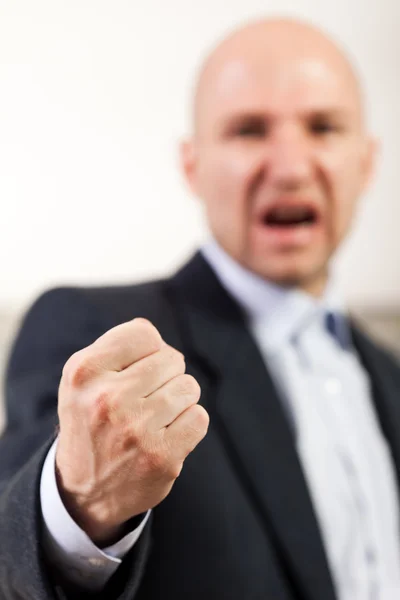 Screaming angry men fist — Stock Photo, Image