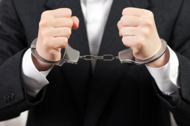 Handcuffs on hands clipart