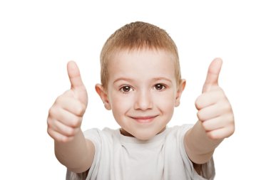 Child gesturing thumb up clipart